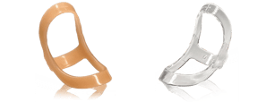oval-8 finger splints available in beige and clear