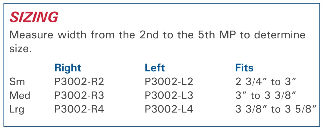 Comforter Splint Sizing Information