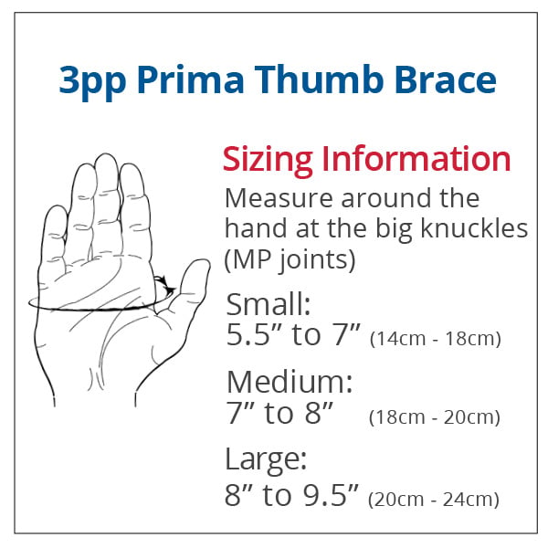 3pp Prima Thumb Brace Sizing Information