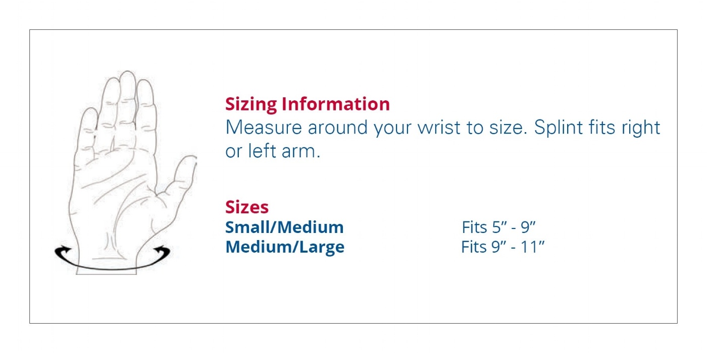 3pp Wrist POP Splint Sizing Information