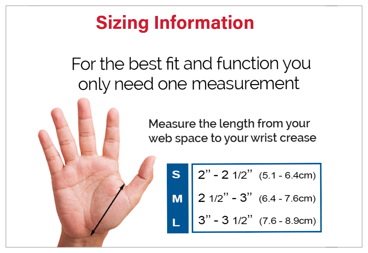 CMCcare Thumb Brace Sizing Information