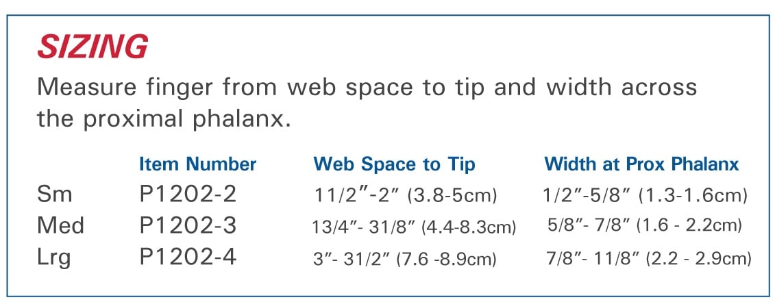 3pp Step Down Splint Sizing Information