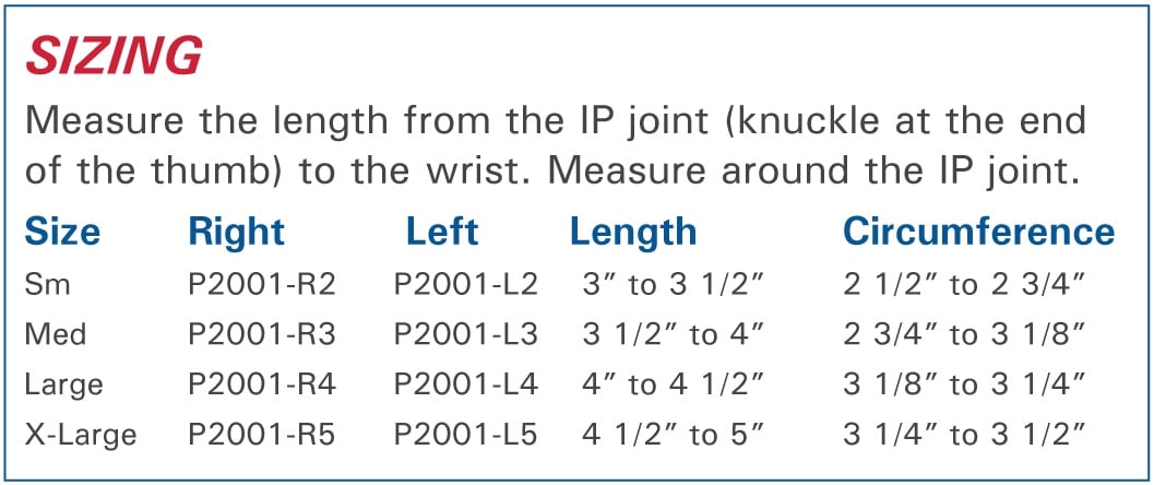 ThumSaver MP Sizing Information