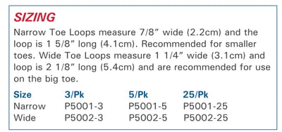 3pp Toe Loops size information