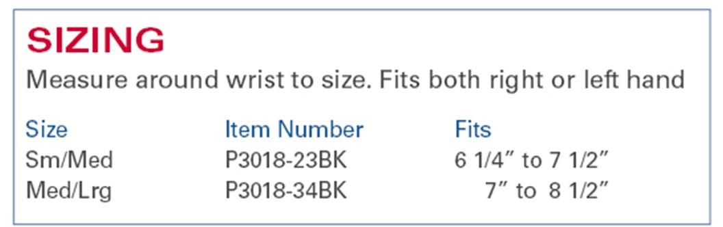 3pp Wrist Wrap NP Sizing Information